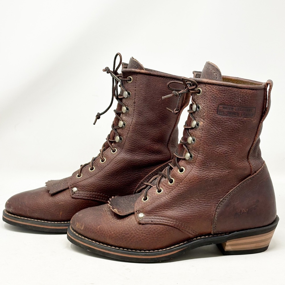Ad-Tec 1173 Mens Size 9.5 Wide Brown Oil Tanned Leather Kiltie Logger Boots - Picture 2 of 14